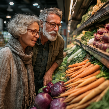Щаслива літня пара готує здорову їжу разом